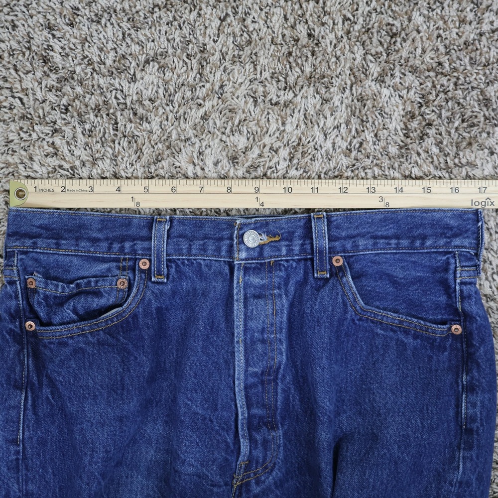 2008 Levis 501 Original Straight Leg Jeans 36x34 Blue Denim Button Fly - Picture 9 of 13